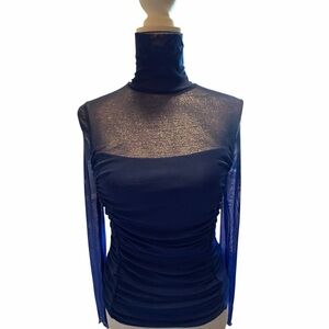 SO Women's Sheer Navy Blue Top